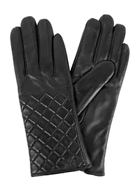 Women's Quilted Leather Touch Screen Gloves