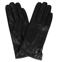 Women's Leather Touch Screen Gloves with Buttons