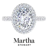 Lab Created Martha Stewart 4 Carat Oval Shape Grown Diamond Hidden Halo Engagement Ring Available 14K White and Yellow Gold