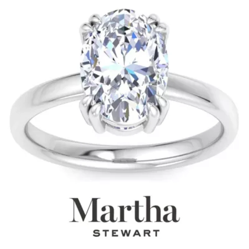 Lab Created Martha Stewart Carat Oval Shape Grown Diamond Solitaire Engagement Ring Available 14K White and Yellow Gold