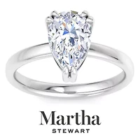 Lab Created Martha Stewart Carat Pear Shape Grown Diamond Solitaire Engagement Ring Available 14K White and Yellow Gold