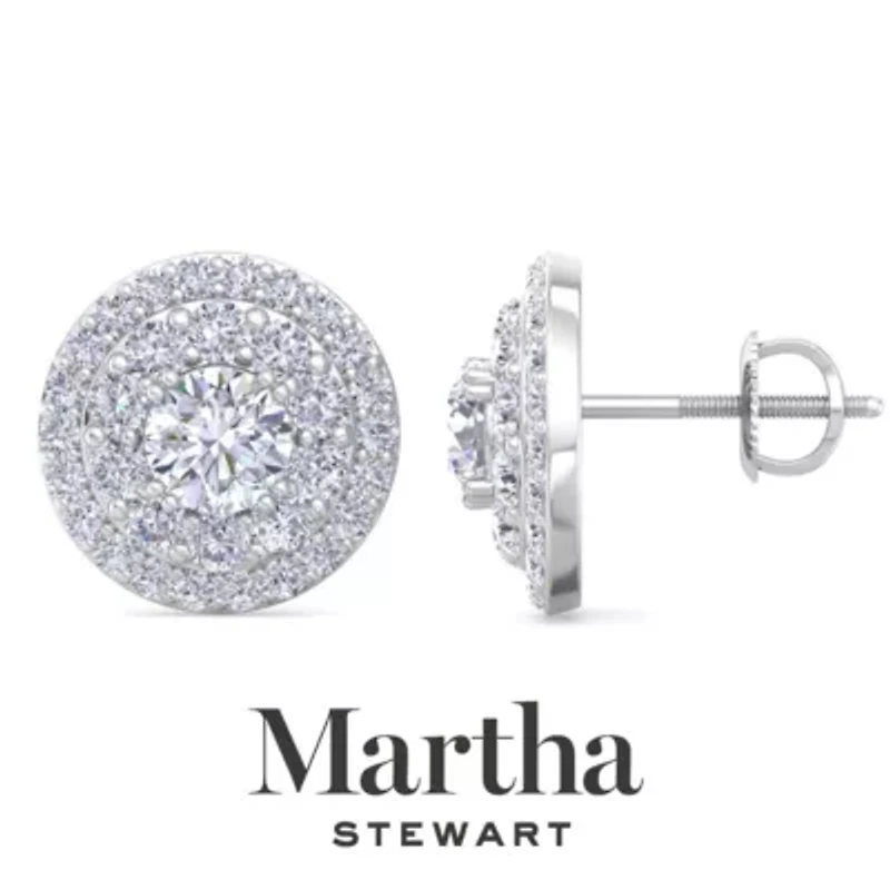 Lab Created Martha Stewart 4 Carat Grown Diamond Halo Stud Earrings Available 14 Karat White Or Yellow Gold