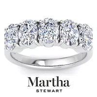 Lab Created Martha Stewart 3 Carat Oval Shape Grown Diamond Five Stone Engagement Ring Available 14K White and Yellow Gold