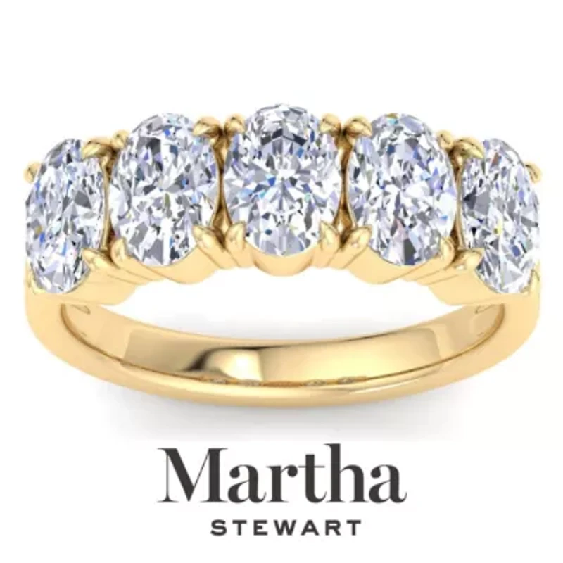 Lab Created 3 Carat Oval Shape Grown Diamond Five Stone Engagement Ring Available 14K White and Yellow Gold