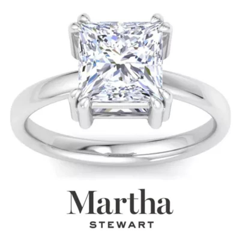 Lab Created Martha Stewart Carat Princess Cut Grown Diamond Solitaire Engagement Ring Available 14K White and Yellow Gold