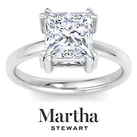 Lab Created Martha Stewart Carat Princess Cut Grown Diamond Solitaire Engagement Ring Available 14K White and Yellow Gold