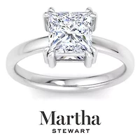 Lab Created Martha Stewart Carat Princess Cut Grown Diamond Solitaire Engagement Ring Available 14K White and Yellow Gold