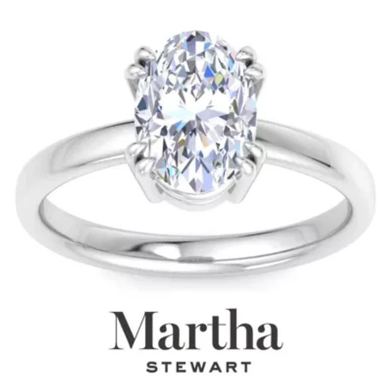 Lab Created Martha Stewart Carat Oval Shape Grown Diamond Solitaire Engagement Ring Available 14K White and Yellow Gold