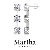 Lab Created Martha Stewart 3 Carat Round Shape Grown Diamond Drop Earrings Available 14 Karat White Or Yellow Gold