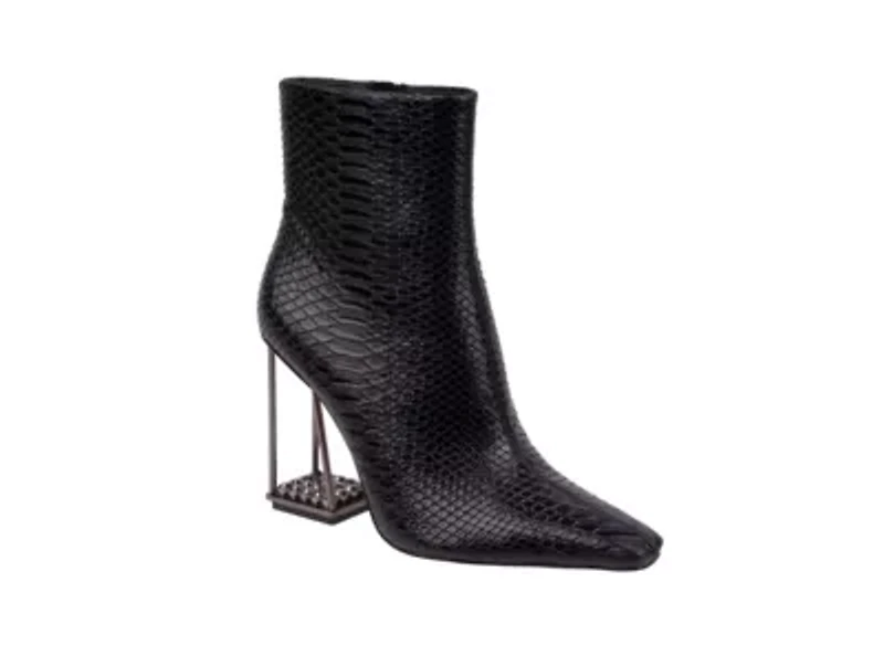 Glam, Caged Metallic Rhinestone Heel Bootie