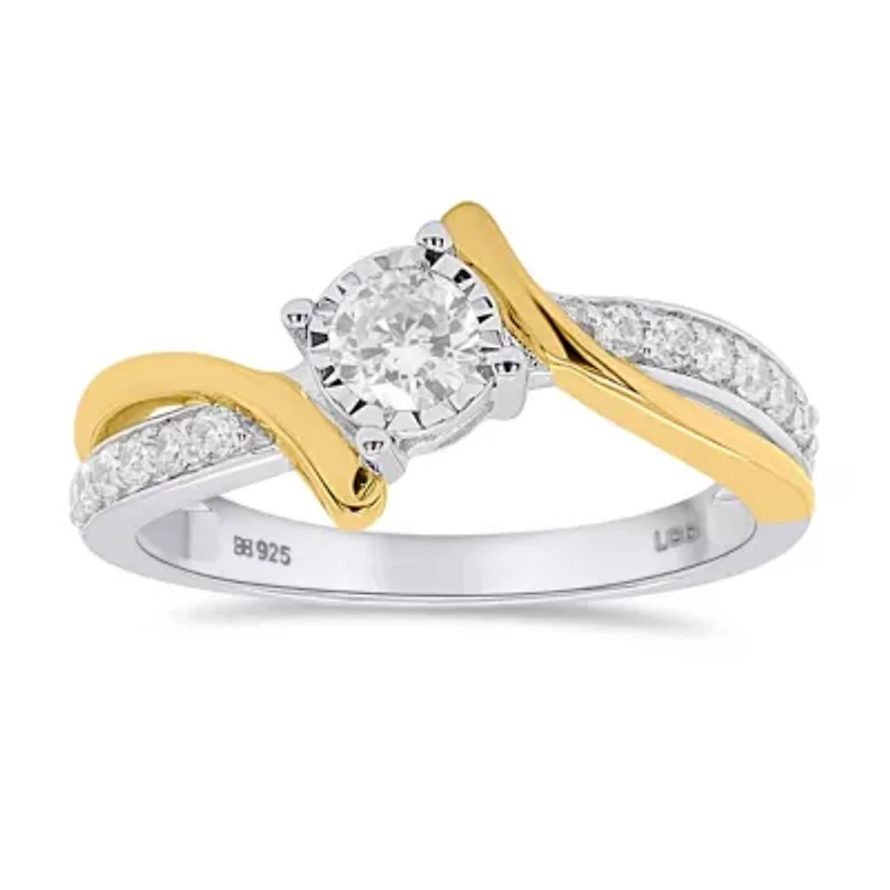 Lab Created 1/2CTW Grown Diamond Promise Ring Two Tone Plated Sterling Silver