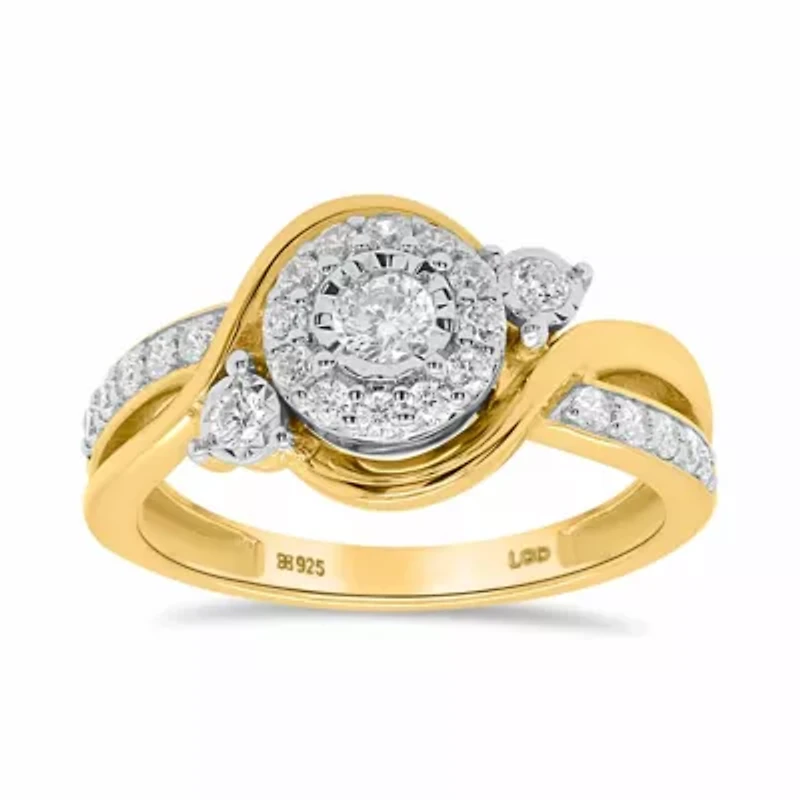 Lab Created 1/2CTW Grown Diamond Promise Ring Gold Plated Sterling Silver