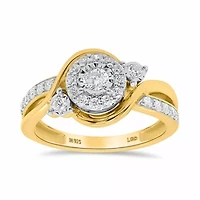 Lab Created 1/2CTW Grown Diamond Promise Ring Gold Plated Sterling Silver