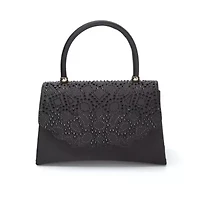 Kaite, Scallop Flap Rhinestone Satin Evening Bag