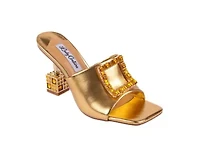 Casino, Jeweled Metallic Square Heel Slide