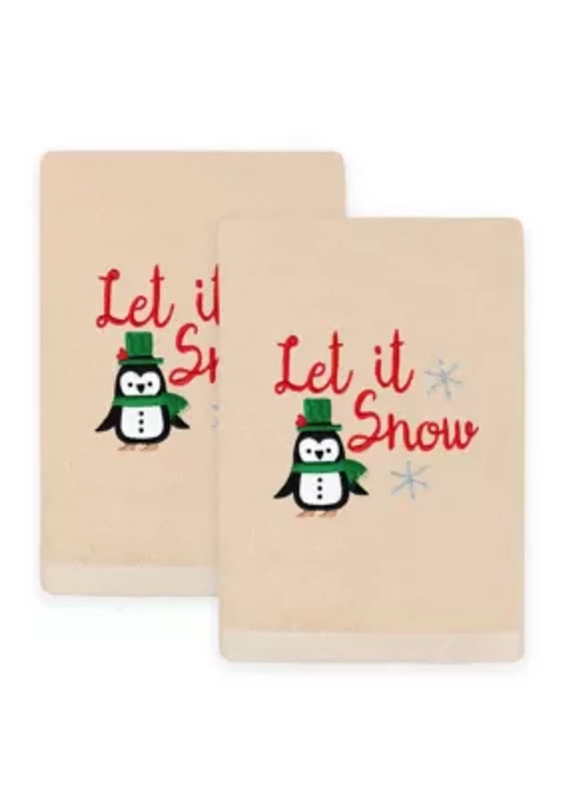 Christmas LET IT SNOW Hand Towels Set of 2