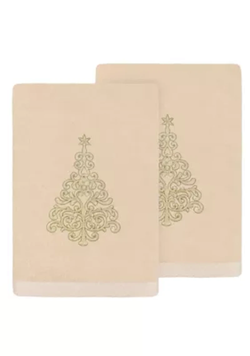 Christmas Gold Tree Hand Towels Set of 2