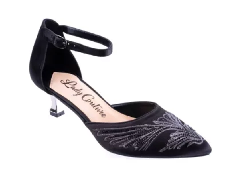 Kate, Instep Strap Embroidered Pump