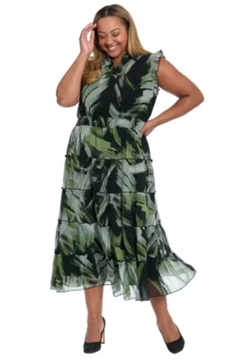 Ruffle Sleeve Smocked Midi Dress