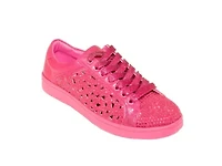 Paris, Low Top Laser Cut Sneaker With Rhinestones
