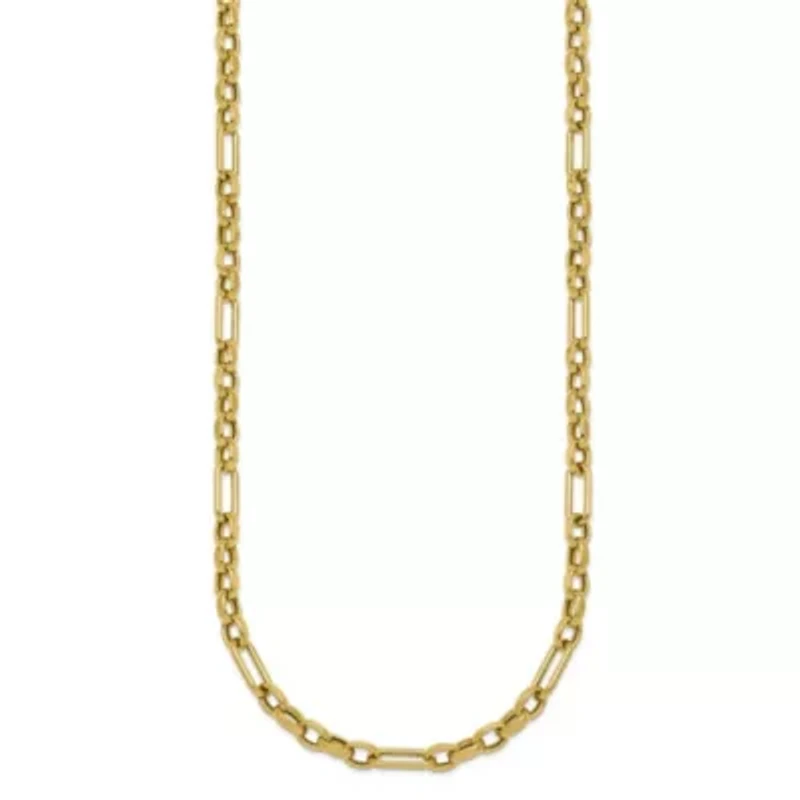 14K Yellow Gold Polished Mixed Link 18-inch Necklace