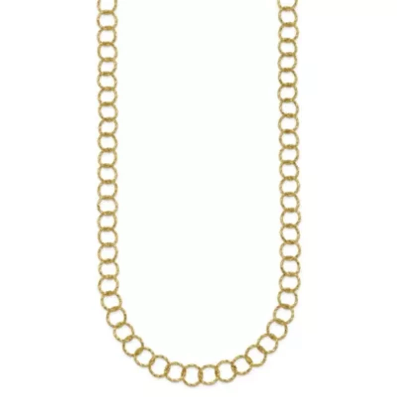 14K Yellow Gold Polished Diamond Cut Circle Link 18-inch Necklace