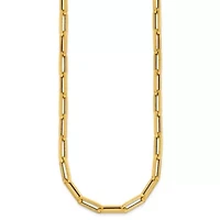 14K Yellow Gold Polished and Textured Paperclip 18.25-inch Necklace