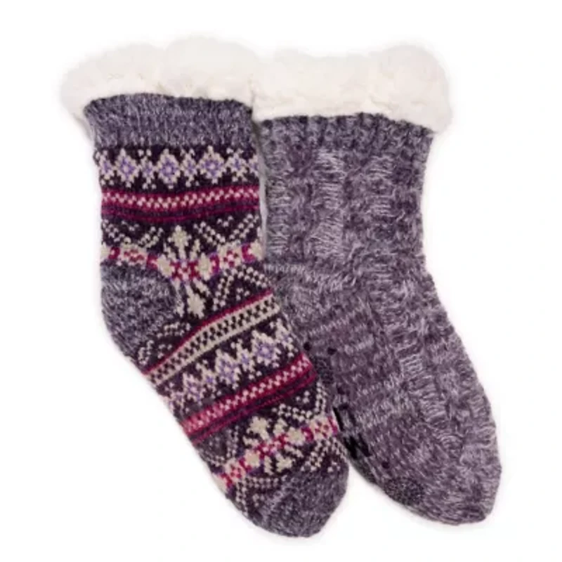 Chenille Eyelash Mix Cabin Socks (2 Pair Pack)