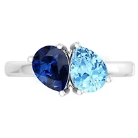 Lab Created Martha Stewart 2 Carat Sapphire and Blue Topaz Two Stone Ring Sterling Silver