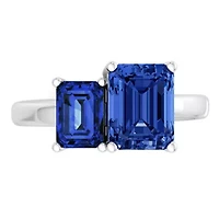 Lab Created Martha Stewart 3 1/4 Carat Sapphire Two Stone Ring Sterling Silver
