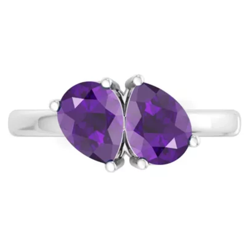 Lab Created Martha Stewart 2 Carat Amethyst Two Stone Ring Sterling Silver