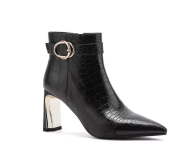 Groovy, Metallic Heel Croc Bootie