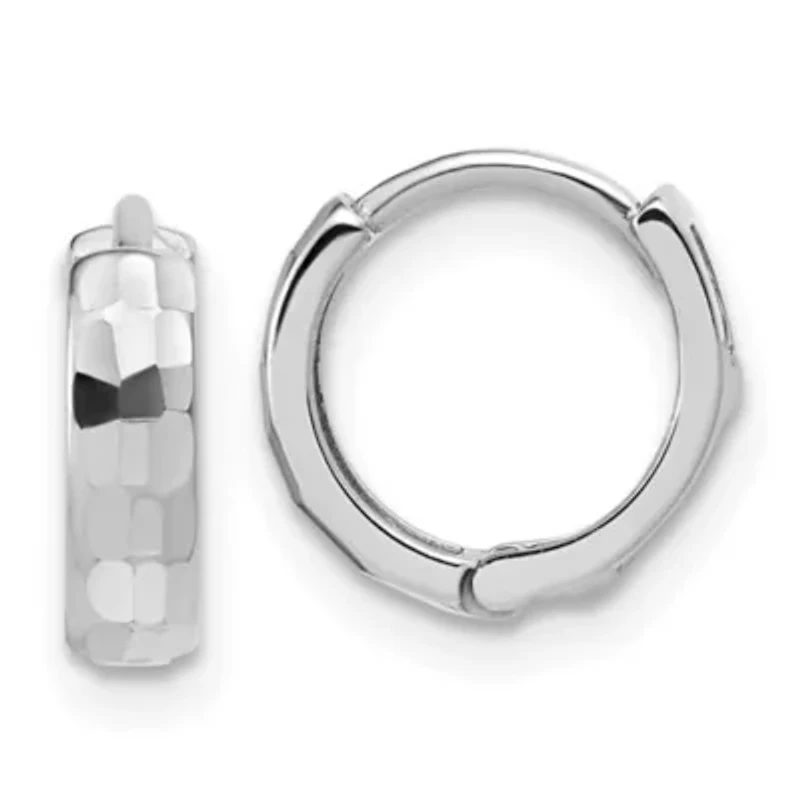 14K Gold Polished and Diamond-cut Huggie Hoop Earrings