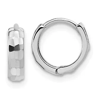 14K Gold Polished and Diamond-cut Huggie Hoop Earrings