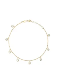 Sterling Silver Cubic Zirconia Charm Anklet