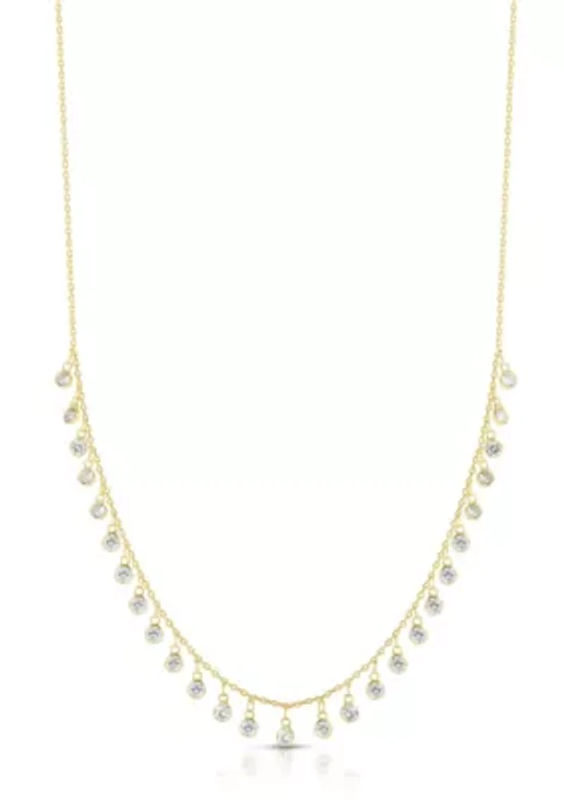 Sterling Silver Cubic Zirconia Bezel Charm Necklace