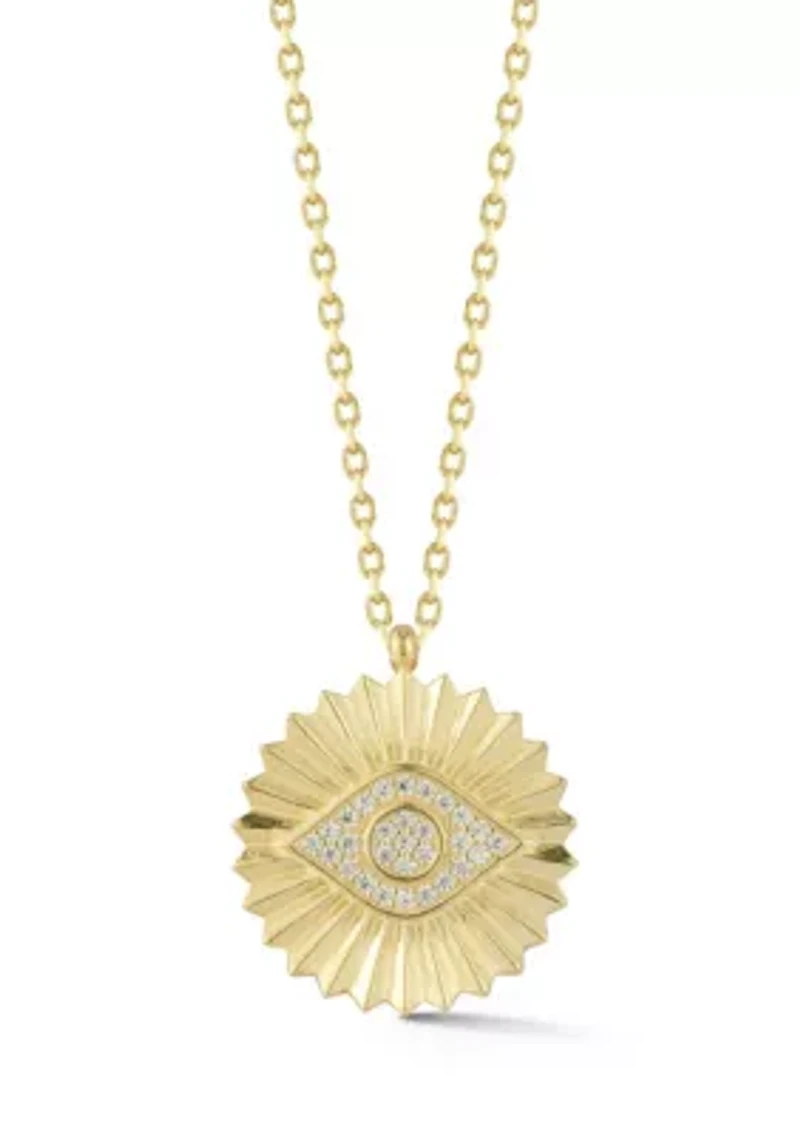 Sterling Silver Frilled Eye Medallion Pendant Necklace
