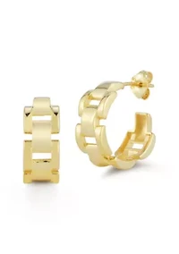 Sterling Silver Bold Chain Link Hoop Earrings