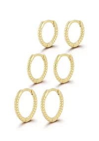 Sterling Silver Twist Huggie Hoop Earring 3 Pair Set