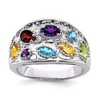 1/4 ct. t.w. Amethyst, 1/6 Blue Topaz, 3/8 Citrine, 1/5 Garnet and Peridot Ring Rhodium-plated Sterling Silver