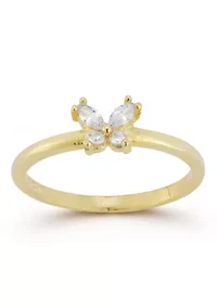 Sterling Silver Cubic Zirconia Butterfly Ring