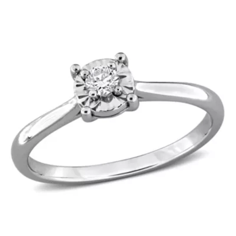 Lab Created Grown Diamond Solitaire Ring Sterling Silver