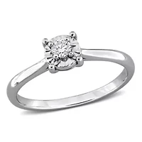 Lab Created Grown Diamond Solitaire Ring Sterling Silver