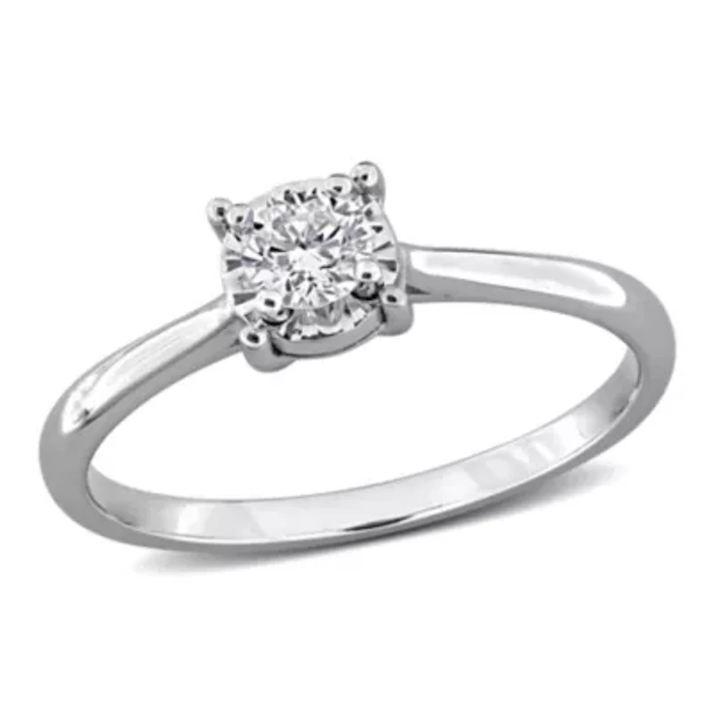 Lab Created Grown Diamond Solitaire Ring Sterling Silver