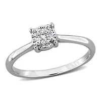 Lab Created Grown Diamond Solitaire Ring Sterling Silver