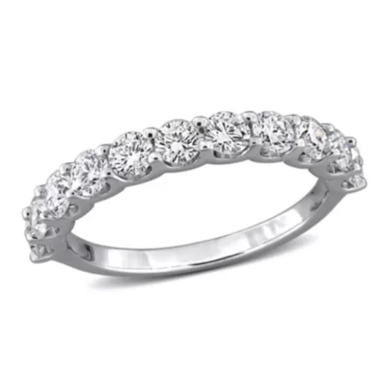 Lab Created Grown Diamond Semi-Eternity Ring Sterling Silver