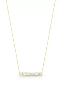 Sterling Silver Baguette Cubic Zirconia Bar Necklace