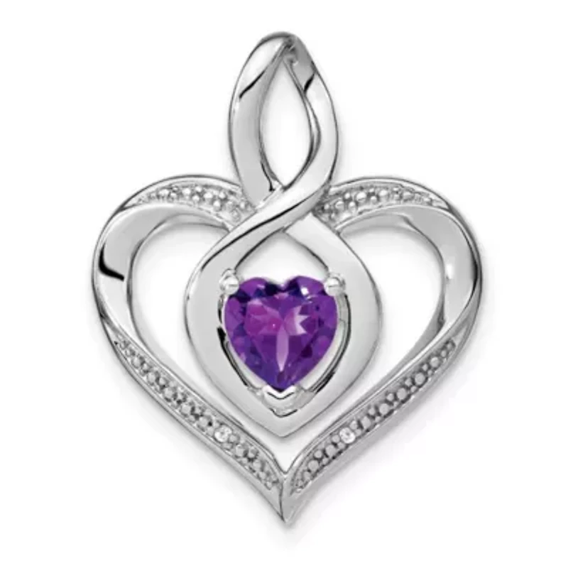 7/8 ct. t.w. Amethyst and 0.01 ct. t.w. Diamond Pendant in Rhodium-plated Sterling Silver