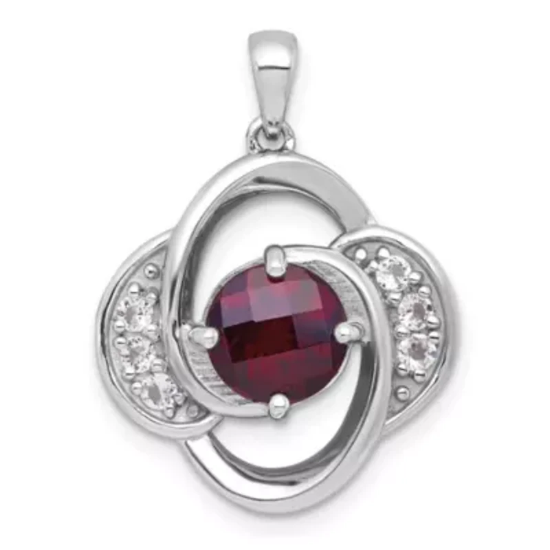 1.99 ct. t.w. Citrine and 1/4 ct. t.w. White Topaz Polished Fancy Pendant in Rhodium-plated Sterling Silver