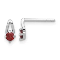 1/5 ct. t.w. Garnet Post Earrings in Rhodium-plated Sterling Silver